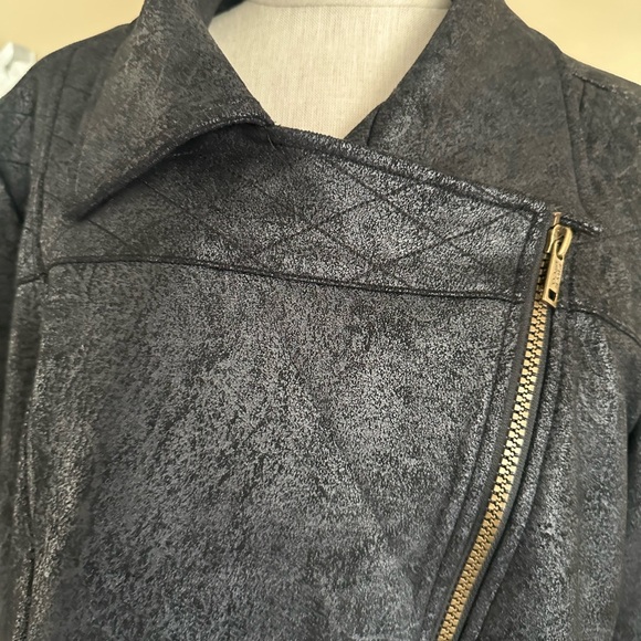 Frye & Co, Women's Black Faux Leather Moto Jacket Size Large - Picture 2 of 8